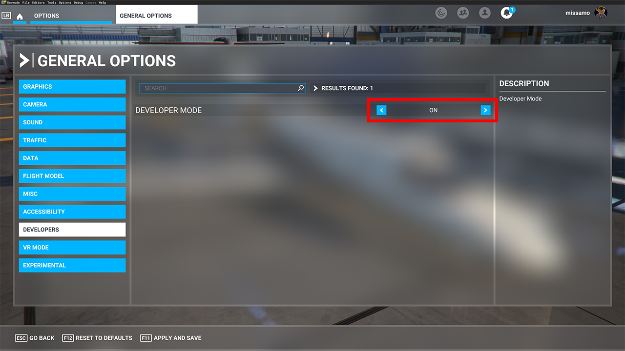 Screenshot of the Developer options with Developer mode on and highlighted.